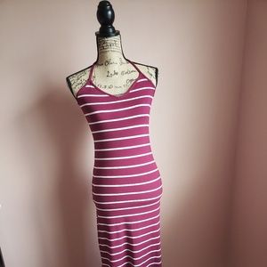 NEW Burgundy striped racer back maxi dress